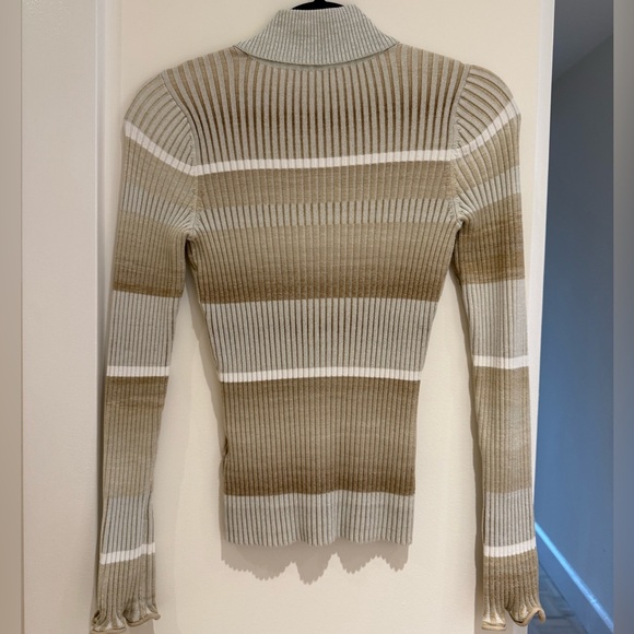 Jonathan Simkhai Allyson Striped Ribbed Polo Zip-Up Sweater - Picture 3 of 5